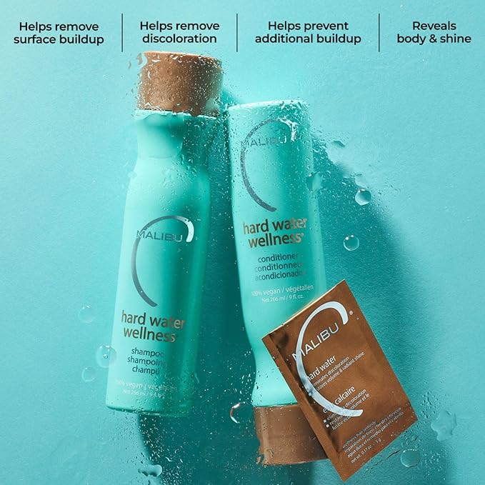 Malibu C Hard Water Hair Clarifying Shampoo - Travel Size Sulfate Free Chelating Formula for Build Up & Scalp Detox - Removes Minerals, Prevents Discoloration, Restores Shine - Vegan Hair Care, 3.4oz