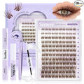Brown Lash Clusters Kit 10-18mm D Curl Dark Brown Lash Clusters 120pcs DIY Wispy Cluster Eyelash Extensions Individual Natural Lashes False Eyelash Kit with Bond & Seal Remover Tweezers(S3 Lash Kit)