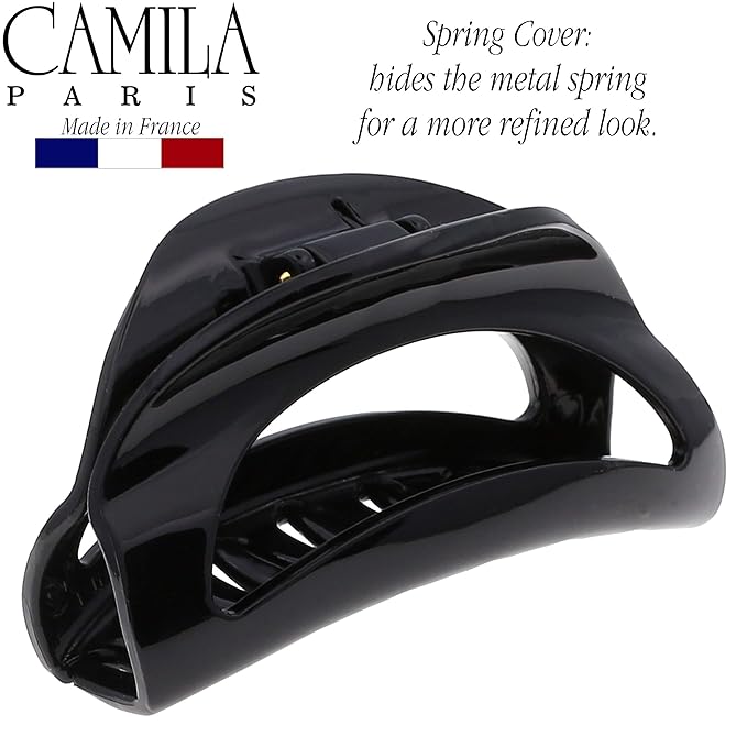 Camila Paris CP1564 French Hair Clip for Women Black Small Girls Hair Claw Clips Jaw Fashion Durable Styling Hair Accessories for Women, Strong Hold No Slip Grip, Made in France