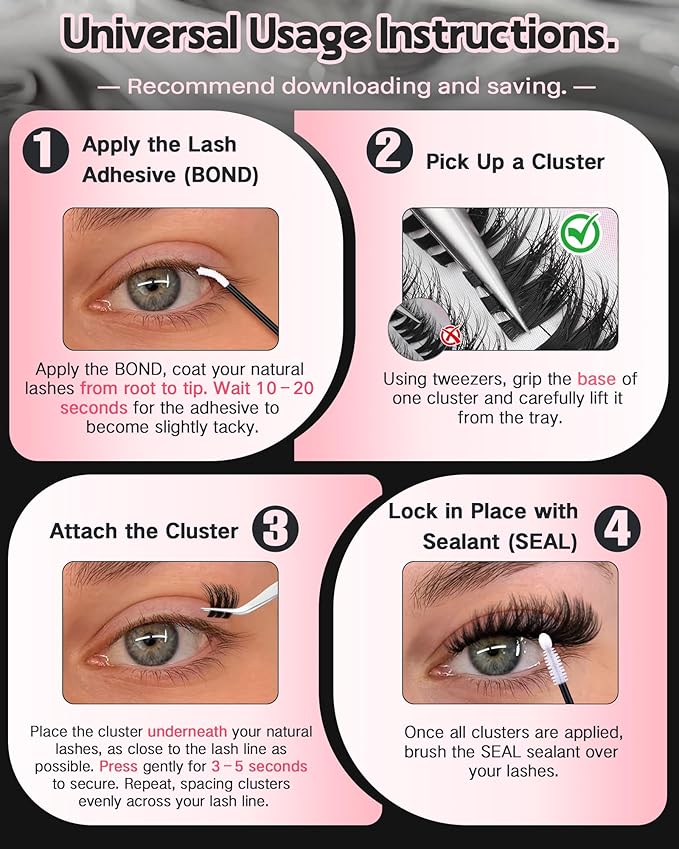 Goddvenus D Curl Fluffy Lash Clusters Kit – 144 PCS Thick Eyelashes Clusters, 10-18mm Wispy Lash Extension Natural Look, Waterproof Cluster Eyelash Extensions Kit for DIY False Eyelashes at Home
