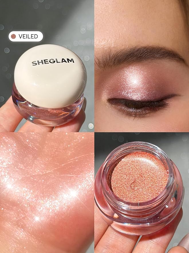 SHEGLAM Starstruck Cream Eyeshadow Pot High Pigment Long-lasting Shimmer Single Eyeshadow-Veiled