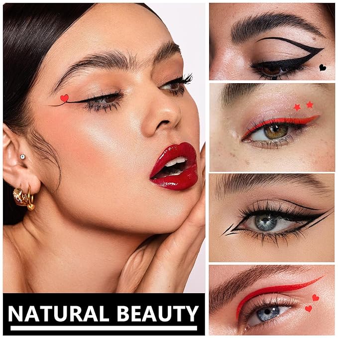 2PCS Red Liquid Eyeliner Stamp, Double-headed Waterproof Red Eyeliner Pencil, Fast-drying Eye Liner Stamp Makeup for Women