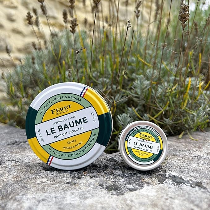 Feret Parfumeur Le Baume Multi-Purpose Balm – Violette – Deeply Hydrating Moisturizer for Dry Cracked Skin, Lips & Cuticles - Natural Lip Balm with Shea Butter & Honey -Made in France - 50ml/1.7 Ounce
