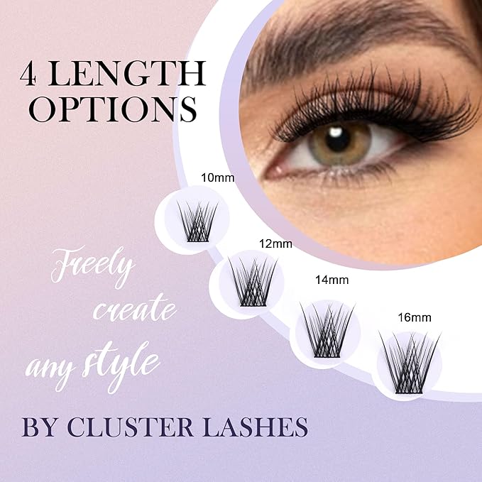 GAQQI Lash Clusters, Eyelash Cluster C Curve 10mm Cluster lashes, Individual Lashes 168pcs False Eyelashes Wispy Cluster Eyelash Extensions (GQ03, C, 10mm)
