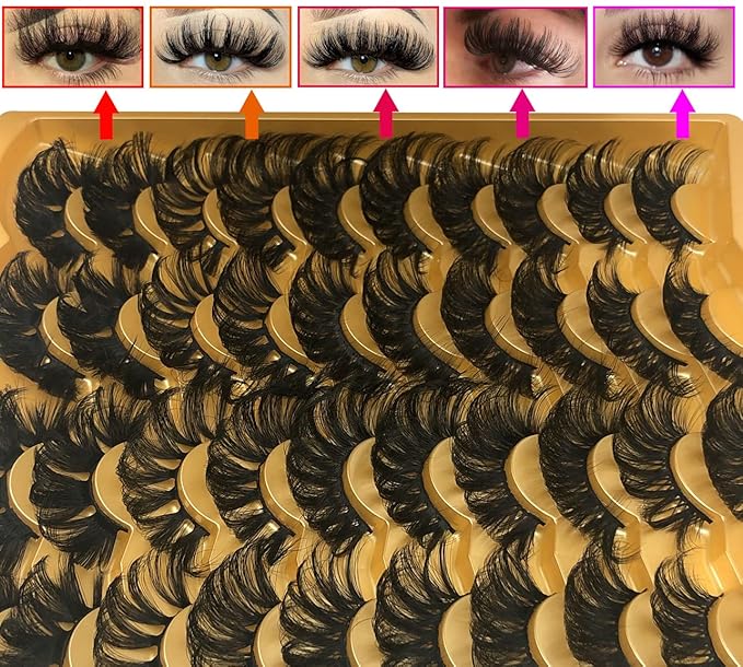 25MM Mink Lashes 25 mm False Eyelashes Long 20 Pairs Pack Dramatic 5D Full Volume Fake Eyelashes 5 Styles Wispy Curly Mink Eyelashes Wholesale, by TIMELABS