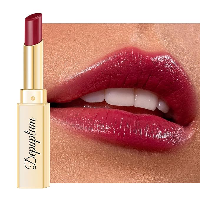 Depuplum Dark Red Lipstick for Women Moisture Lip Gloss Tinted Lip Balm Sheer Lipsticks for Mother's Day Nourishing Hydrate Glossy Lipstick for Dry Lips,DM68 Oxblood Red