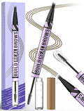 Vevivia Eyebrow Pen and Eyebrow Gel - Brow Pen 2-in-1 Eyebrow Pencils for Women with Micro-Fork Tip and Brow Gel Clear, Eyebrow Makeup for All-Day Defined, Fuller Brows, Brown