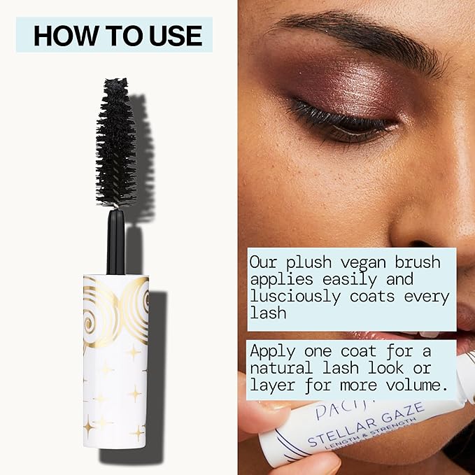 Pacifica Mini Stellar Gaze Mascara – Supernova Black Trial Size, Length & Strength Mineral Mascara, Travel-Friendly, Vegan Ophthalmologist Tested