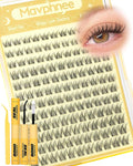 Short Lash Clusters Kit 8-12MM Natural Eyelash Clusters Wispy Cluster Lash Extensions Kit Clear Band Cluster Eyelash Extensions with Bond and Seal (C Curve, 132PCS)