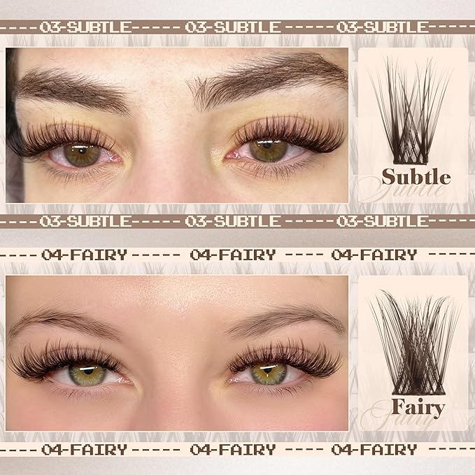 Brown Lash Clusters Natural Eyelash Clusters 4 Styles Wispy Cluster Lashes Individuals CC-Curly Lashes Extensions Dark Brown Cluster Eyelash Extensions Value Pack (200Pcs, 10-16MM) by Mavphnee
