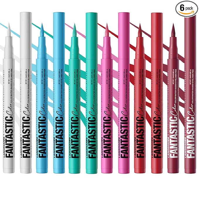LANGMANNI 4 Colors Matte Liquid Eyeliner Set, Neon Colorful Pigmented With Long-lasting, Smudgeproof & Waterproof Eye Liner Makeup for Bold & Stunning Looks - Gift for Girls(#123456)