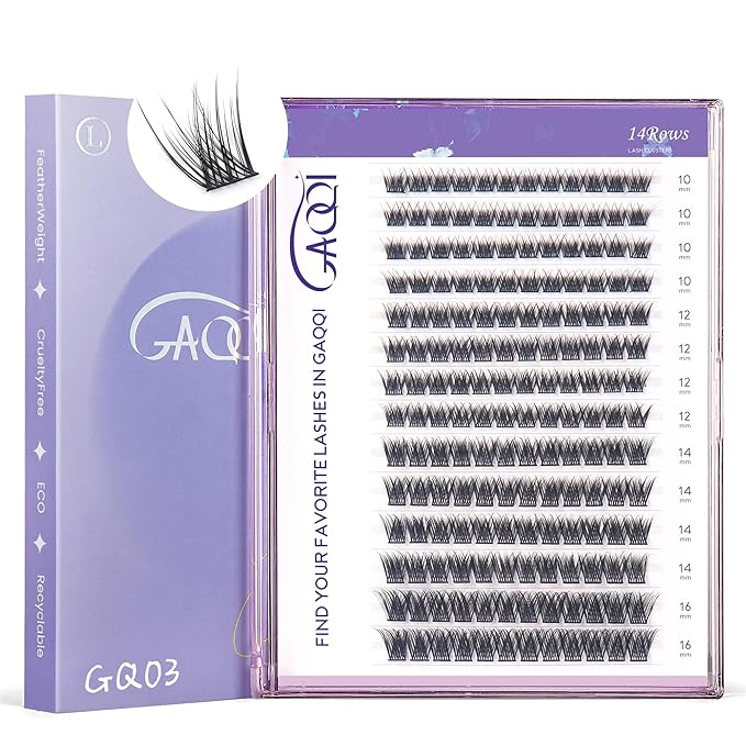 GAQQI Lash Clusters, Eyelash Clusters C Curve Cluster Lashes 168PCS 10-16MM, Wispy Individual Lashes Natural Cluster Eyelash Extensions (GQ03, C, 10-16mm)
