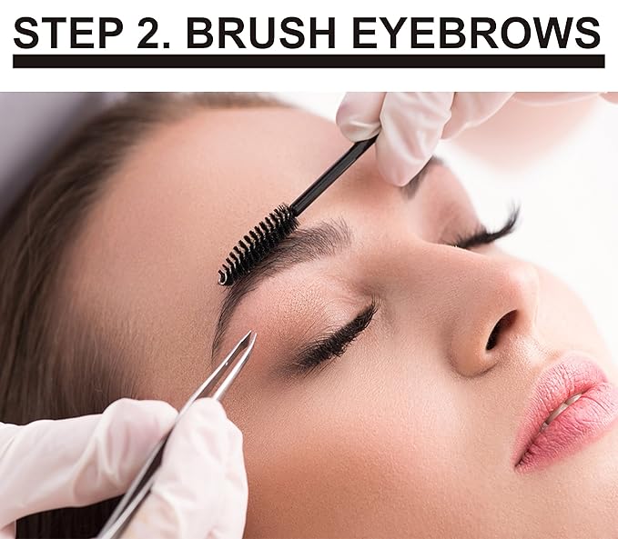 Lash Eyebrow Extensions Kit with 1 x Trays of Mink False Eyebrows in Black, Eyebrow Extension Glue Clear & Extension Tweezers, Comes on Mixed Length Trays 5-8 mm (Black, Violet Tweezer)