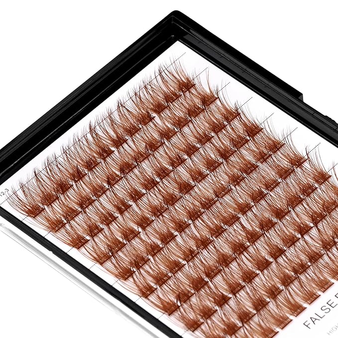 Color Lash Cluster Light Brown Dark Brown Black Brown Various Colored False Eyelashes Clusters Professional Makeup Lash Cluster Grafted Eyelash Extension（Light Brown-10-12-14-16mm Mixed）