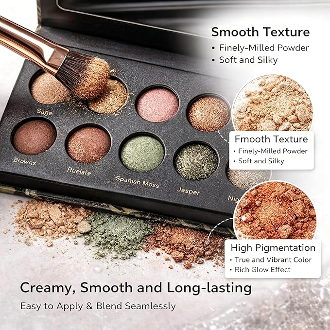 K'APEINE 14-Color Eyeshadow Palette, Matte & Shimmer Warm Neutral Nude, Highly Pigmented Blendable Long-Wear, Everyday Smoky Glam Makeup for All Skin Tones(01#)