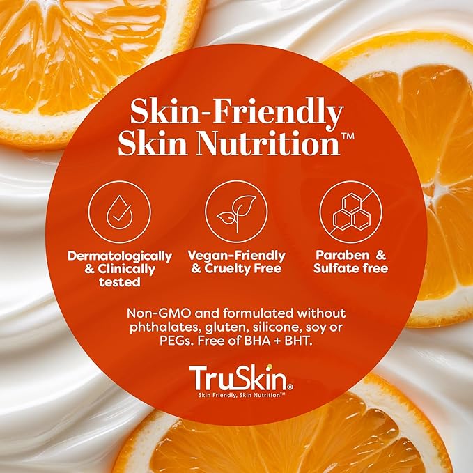 TruSkin Vitamin C Face Cream - Brightening & Hydrating Daily Moisturizer with Vitamin E, B5, Jojoba Oil & Green Tea - Smooth, Radiant-Looking Skin, 4 Fl Oz