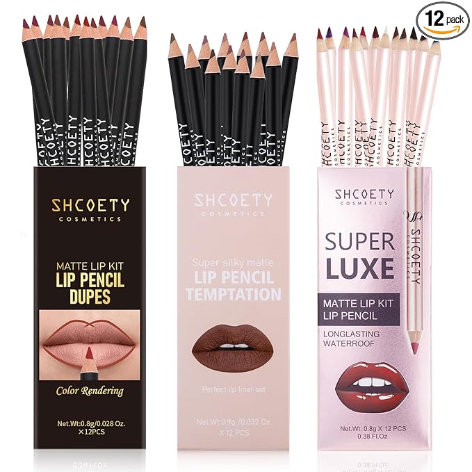 SHCOETY Matte Lip Liner Set, 36 Pieces Waterproof Lip Pencils,Assorted Colors