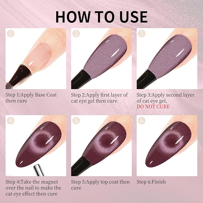 MAYCHAO 15ML Cat Eye Gel Nail Polish 1Pc Grape Gel Polish with Magnet Soak off Holographic Magnetic Nail Polish for Nail Art Manicure Salon DIY at Home, 0.5 OZ