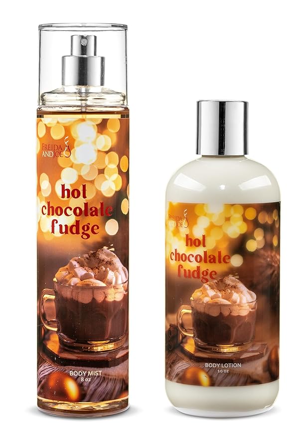 Hot Chocolate Fudge Body Lotion & Body Mist Bundle – 10oz Moisturizing Lotion + 8oz Fragrance Spray | Sweet Cocoa & Fudge Scented Bath & Body Set Gift – Mother's Day Gift for Mom