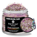 BALTIC DAY Chameleon Opal Flakes [Purple/Gold-Green] – Color Shift Mica Pigment Powder for Epoxy Resin, Tumblers, Nail Art, Eyeshadow, Makeup, Molds, and More – Chrome Color Shift Powder