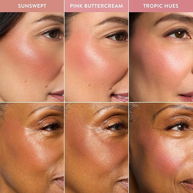 LAURA GELLER NEW YORK Geller's Greatest Blush Crush Baked Blush Trio - Sunswept, Pink Buttercream, Tropic Hues - Blush-n-Brighten Marbleized Blush Palette - All Skin Tones