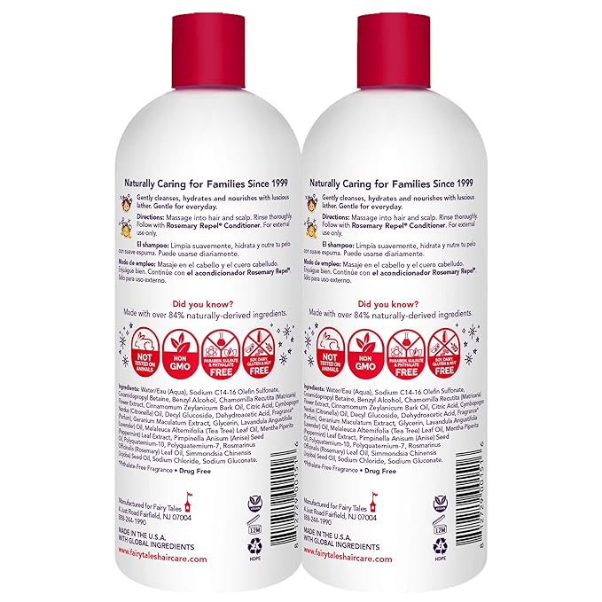 Fairy Tales Rosemary Repel Daily Kids Shampoo– Kids Like the Smell, Lice Do Not, 32 fl oz. (Pack of 2)