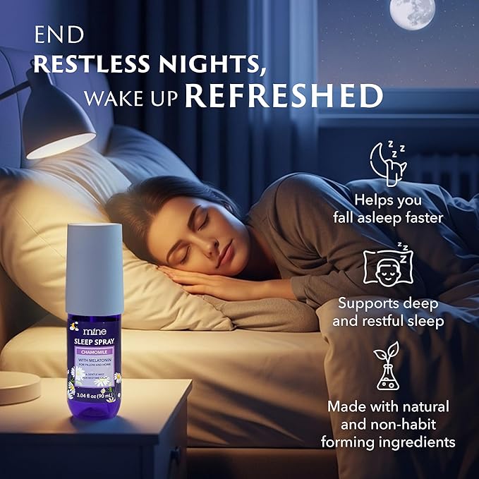 Chamomile Inspired, Lavender Sleep Spray with Melatonin - Relaxing Father Gifts – Natural Pillow Mist for Sleep, Lavender & Cedarwood Blend, Gifts for Teen Girls and Women