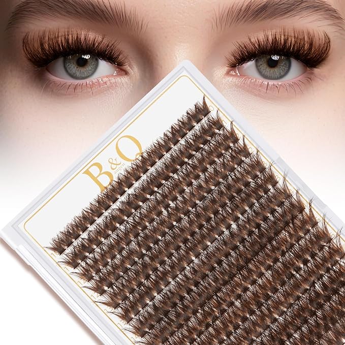 B&Q Mocha Brown Lash Clusters | 280 Pcs Brown Wispy & Natural Eyelash Clusters for Beginner DIY, Complete Lash Extension with Beauty, Fake Eyelashes for Natural Look（80D 10-18mm)