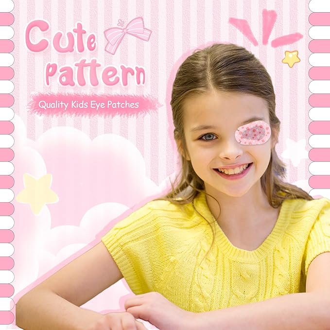 Copkim 100 Pcs Adhesive Eye Patches for Kids Girls Cute Toddler Eye Patch Bulk Colorful Breathable Cartoon Lazy Patch for Children Baby Light Blocking, 20 Styles, 3 x 2 Inches (Patterned)