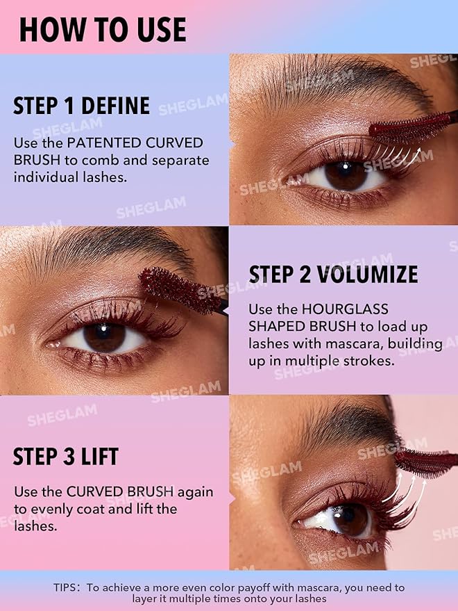SHEGLAM All-In-One Volume & Length Mascara-Waterproof-Burgundy