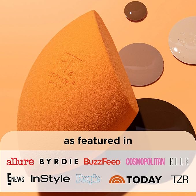 Real Techniques Miracle Complexion Sponge 4 Pack, Makeup Blending Sponges For Liquid & Cream Foundation & Skin Tints, Buildable Coverage, Natural, Dewy Base, Cruelty- Free, Latex-Free Foam