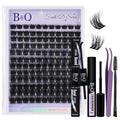 B&Q Lash Clusters Kit Wispy Fluffy - Feath5D 06 Eyelash Clusters Kit with Glue & Tools, Feathered Lightweight Lash Kit, 8-18mm C Curl Waterproof False Lashes