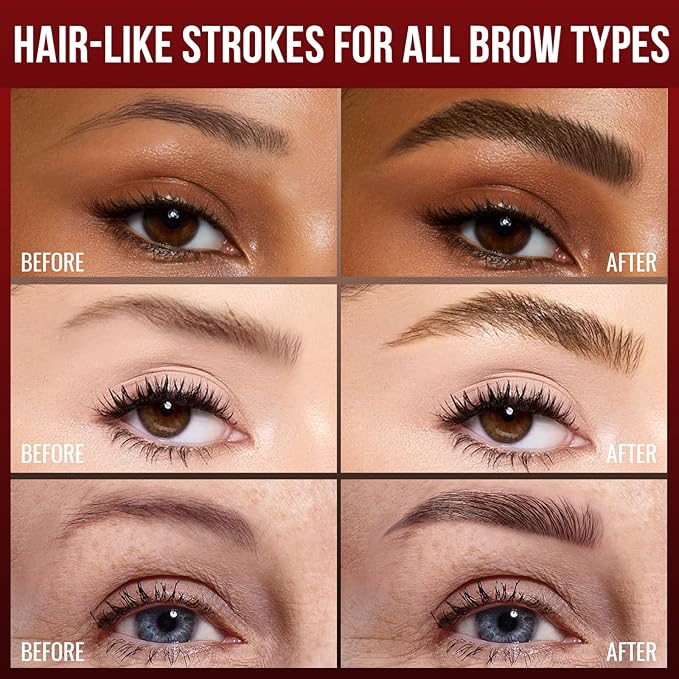 Vevivia Eyebrow Pencils for Women - Eyebrow Pen with 4D Brush-Tip & Curved Tip for Natural Fuller-Looking Brows, Precise Hair-Like Strokes for All Brow Types, Last All-Day Eyebrow Makeup, Black