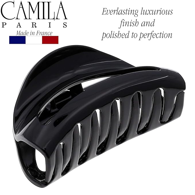 Camila Paris CP1564 French Hair Clip for Women Black Small Girls Hair Claw Clips Jaw Fashion Durable Styling Hair Accessories for Women, Strong Hold No Slip Grip, Made in France