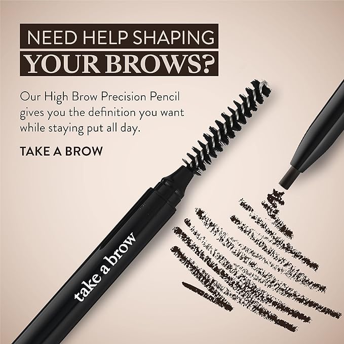 Waterproof Eyebrow Pen with Brush, Brow Pencil & Lash Spoolies for Eyelash Extensions, Eye Brow Pencils for Women, Eyelash Brush & Spoolie Combo, Eyebrow Makeup Tool Set, Take A Brow (Black Brown)
