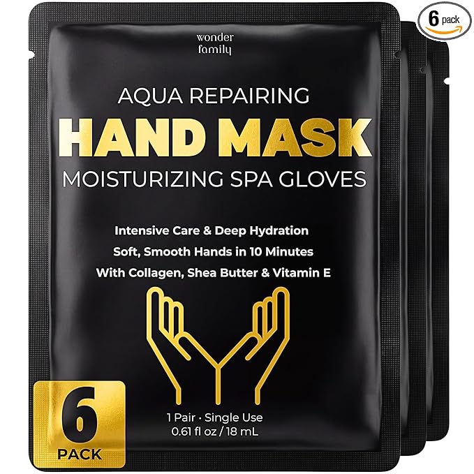 Hand Mask – Moisturizing Gloves for Dry Cracked Hands – 15-Minute or Overnight Treatment, Collagen Hand Masks, Hand Moisturizer Cotton Gloves for Sleeping Alternative, Repairing Treatment for Women