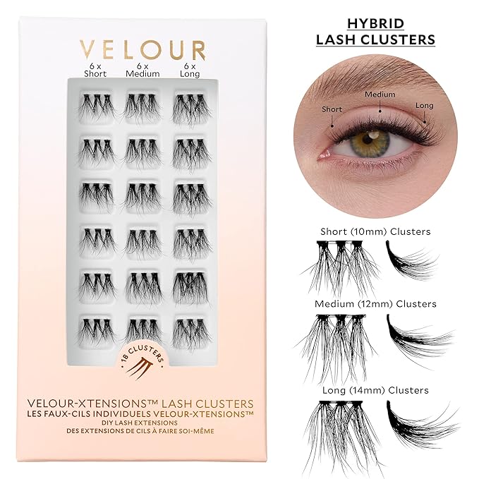Velour Xtensions Eyelash Refills - False, Individual Vegan Lash Extensions - Lightweight, Fluffy, Reusable, Handmade Lashes - Wear up to 3 Weeks, Lash Clusters, Soft and Comfortable, All Eye Shapes