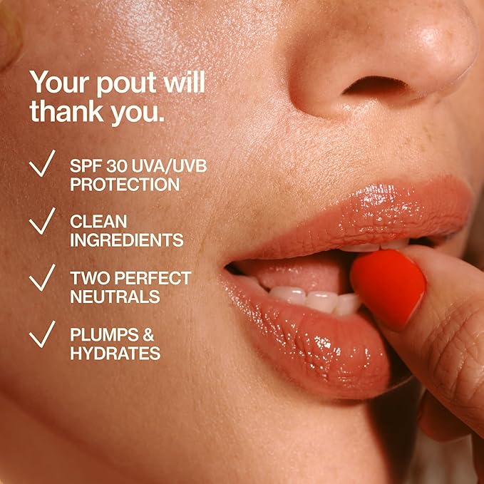 Daily Lip Sun Gloss SPF 30 in Ripe Berry (.59 Oz), Made with clean Ingredients like Mango Butter & Rosehip Oil for Nourishing and Hydrating, Hyaluronic acid for plumping, Glossy modern neutral color