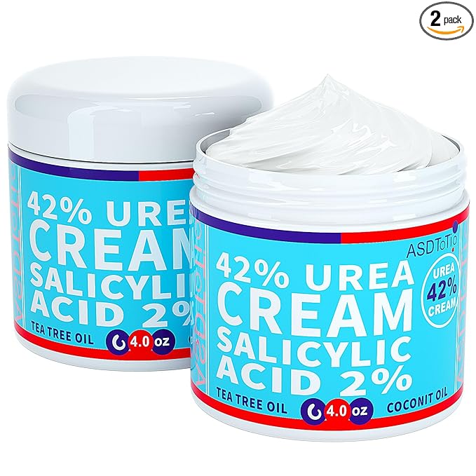 ASDToTio Urea Cream 42% - Premium Urea Foot Cream - With 2% Salicylic Acid, Tea Tree Oil, Shea Butter, Aloe Vera - For Feet, Hands, Heels, Elbows, Knees and More - 8 oz