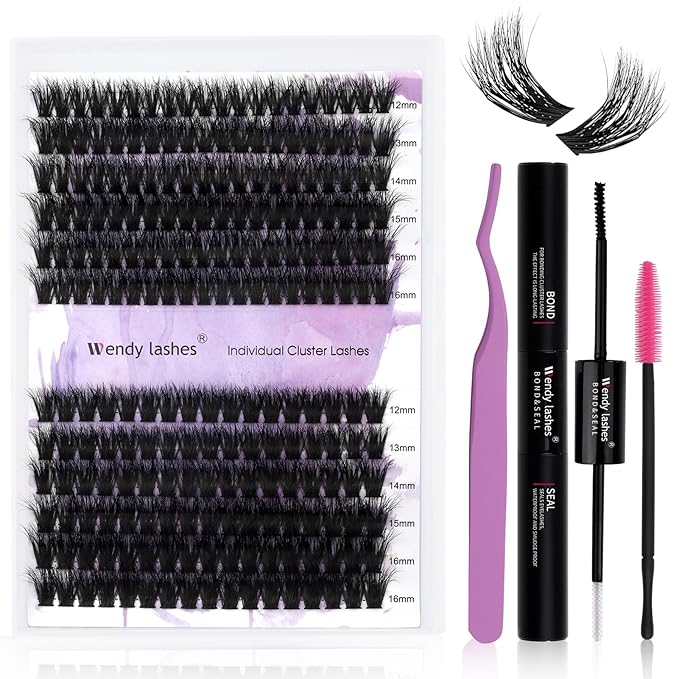 Lash Clusters 60D/80D Eyelash Clusters Natural Wispy D Curl Mixed Length 16-20mm Fluffy Individual Eyelash Extensions for DIY Lashes at Home