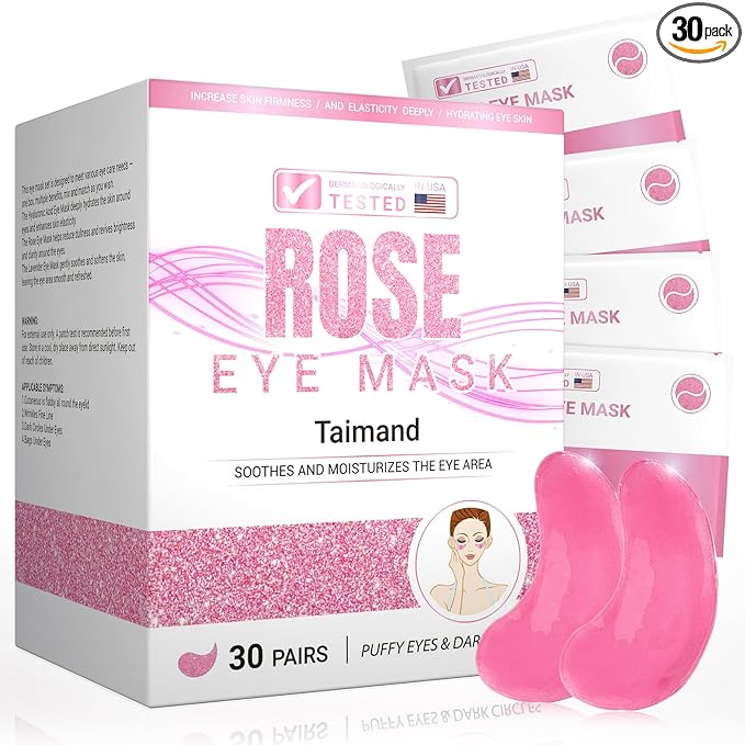 Under Eye Patches (30 Pairs), Under Eye Mask for Puffy Eyes and Dark Circles, Eye Masks with Collagen, Relieves Pressure and Reduces Wrinkles, Revitalises and Refreshes Your Skin, Rose