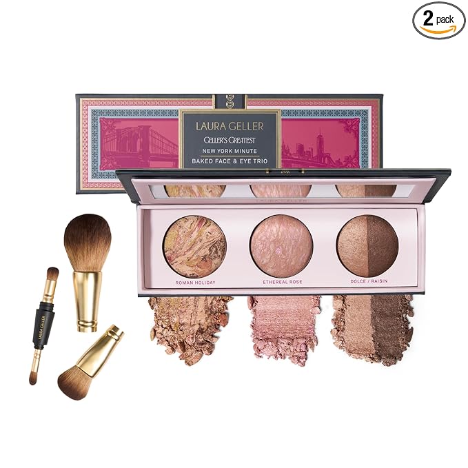 LAURA GELLER NEW YORK Gellers Greatest Kit - Baked Face & Eye Palette New York Minute + 4-in-1 Travel Makeup Brush