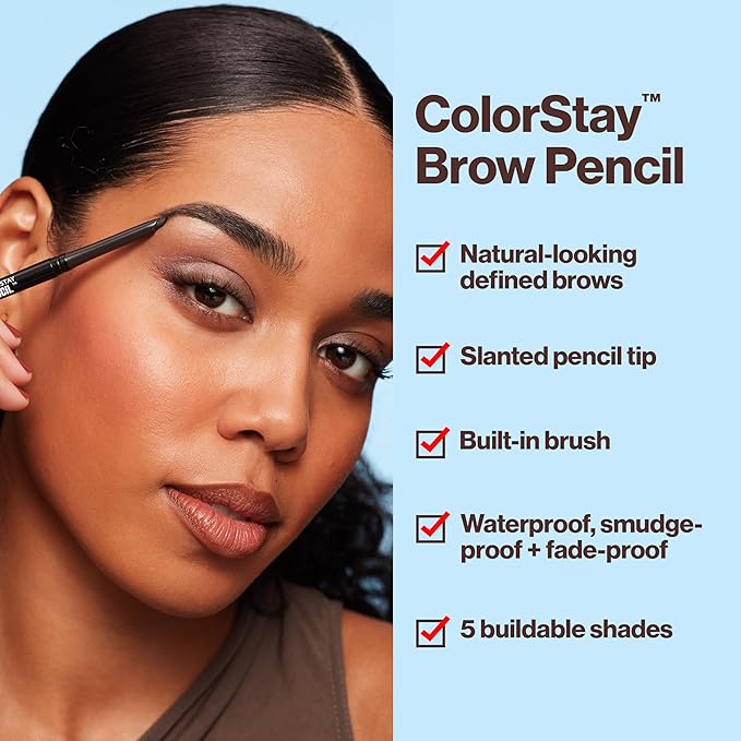 Revlon ColorStay Eyebrow Pencil with Spoolie Brush, Waterproof, Hair-Like Strokes for Natural Looking Brows, 215 Auburn, 0.021 oz
