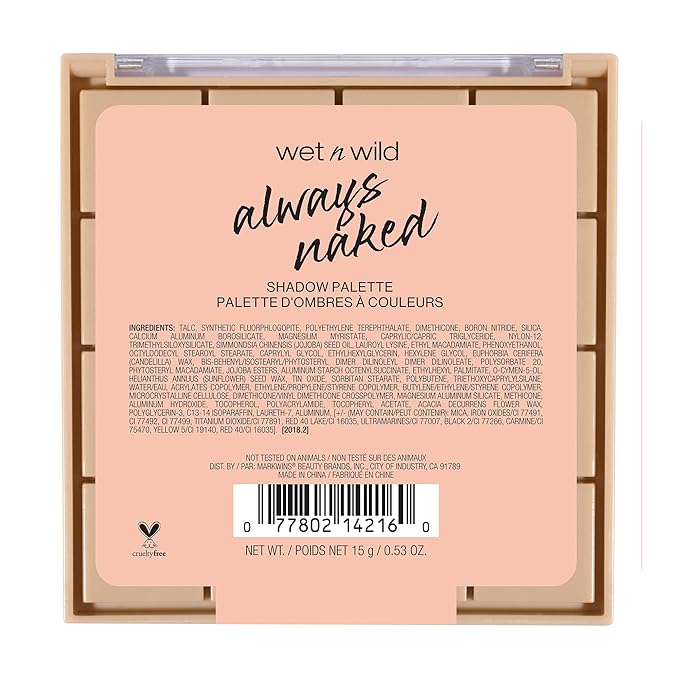 wet n wild Always Naked Palette, Nude Neutral Eye Makeup, Blendable, Warm And Cool Nude Pigments, Matte, Shimmer, Glitter, Creamy Smooth