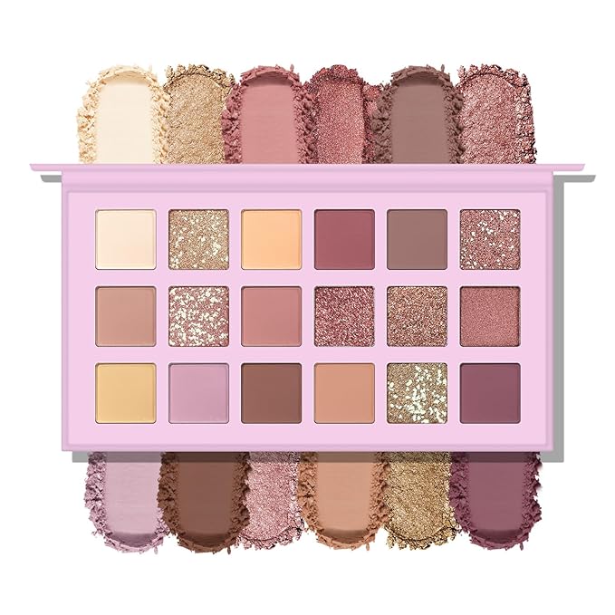 KYDA 18 Colors Purple Aromas Eyeshadow Palette, Matte Glitter Pressed Powder Eyeshadow, Lasting Ultra-fine Colorful Powder Eye Shadow, Multiuse Reflective Pearls Eyes Makeup Pallet Kit