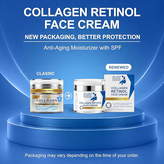 Anti-Aging Face Moisturizer for Face, Face Moisturizer with SPF, Collagen, Retinol, Hyaluronic Acid Cream, Age-Defying, Lift & Firm Cream, Sunscreen for Face, Lotion, Great for Dry, Aging Skin 1.7oz