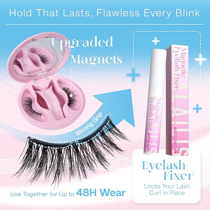 CALAILIS Magnetic Eyelashes with Applicator Upgrade Soft Magnetic Lashes Natural Look Reusable No Glue or Eyeliner Needed Easy to Wear and Remove (AN15)