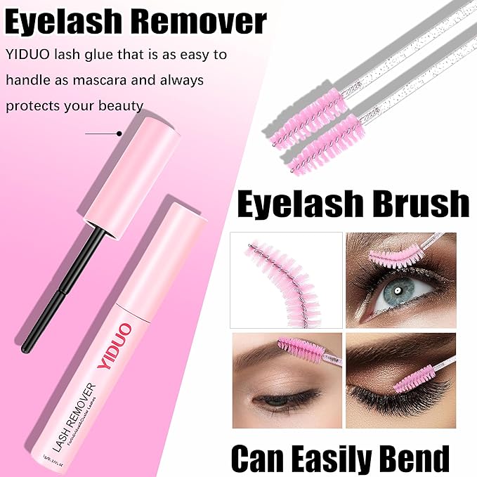 YIDUO Lash Clusters Kit 3D Volume 200D+300D+Spikes+Bottom Cluster Lashes Extensions Kit with Lash Bond and Seal |Tweezers |Removers |Eyebrow Brush (200D+300D-10-18MIX 3D Thick Kit)