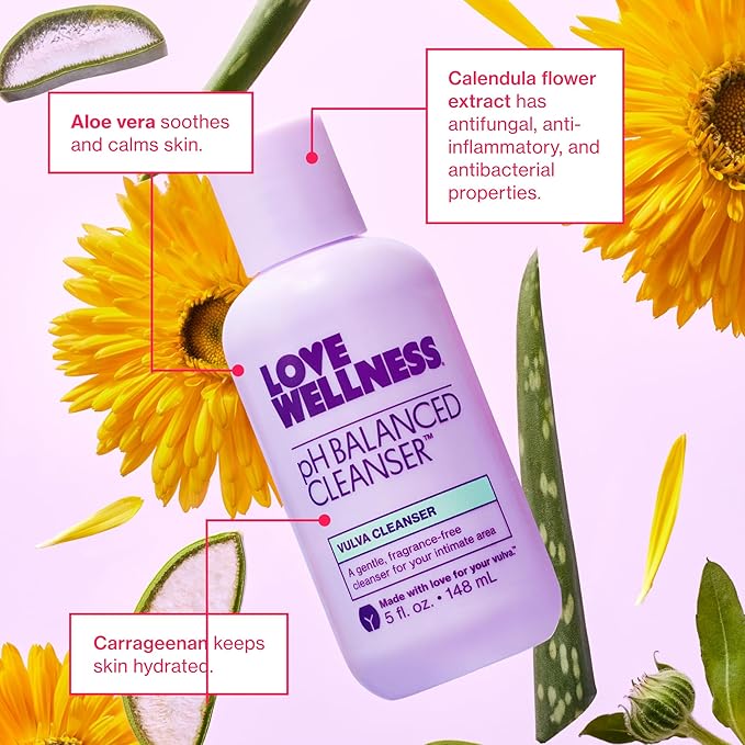 Love Wellness pH Balancing Cleanser & pH Balancing Wipes | Her Essentials Duo | On The Go Support for Her | Cleanser for Balanced pH, Intimate Health & Hygiene