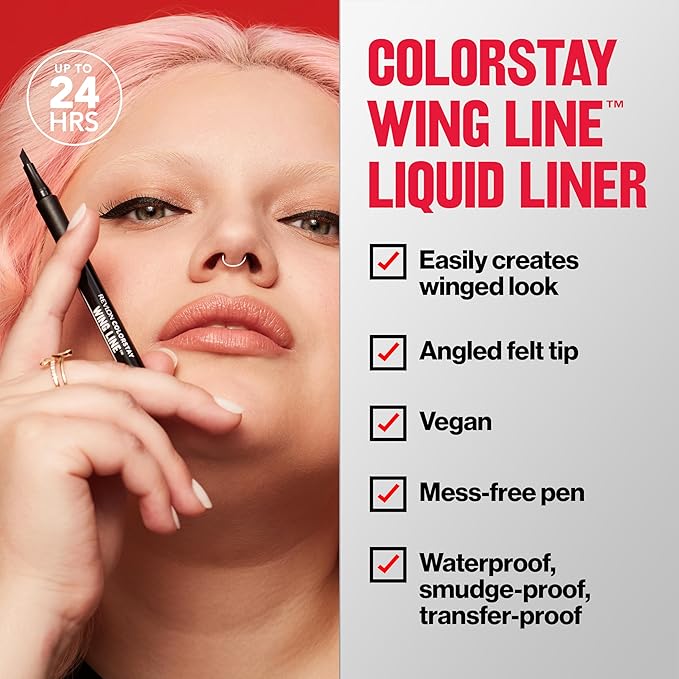 Revlon Liquid Eyeliner Pen, ColorStay Wing Line Eye Makeup, Waterproof, Smudge-proof, Longwearing with Angled Felt Tip, Wing Line